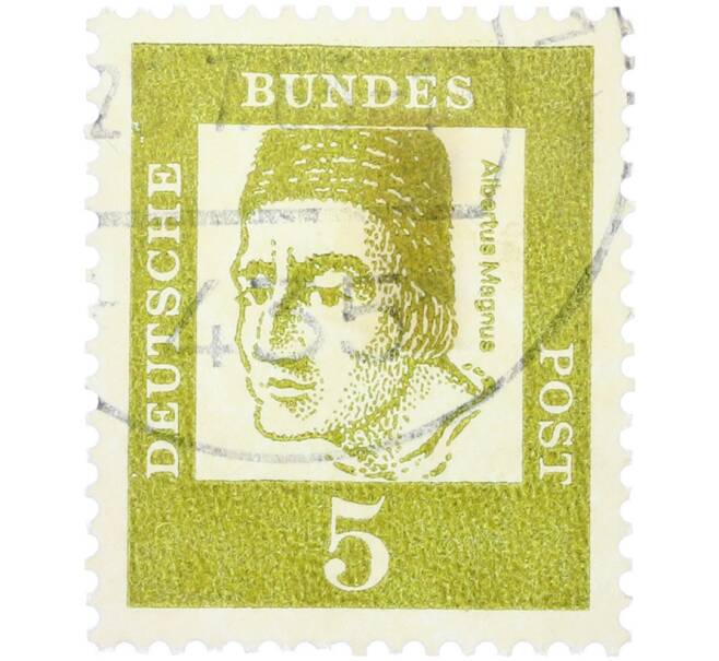 Почтовая марка 5 пфеннигов 1961 года Западная Германия (ФРГ) «Выдающиеся немцы — Альберт Великий» (Артикул: T11-36289) — Фото №1