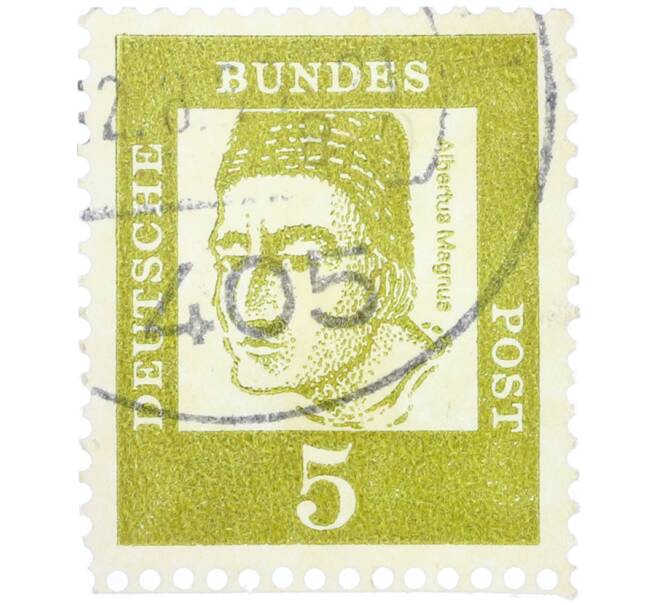 Почтовая марка 5 пфеннигов 1961 года Западная Германия (ФРГ) «Выдающиеся немцы — Альберт Великий» (Артикул: T11-36290) — Фото №1