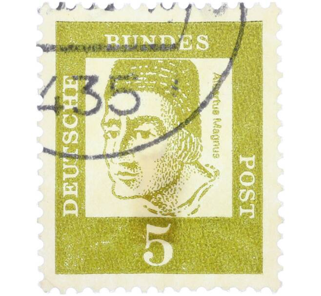 Почтовая марка 5 пфеннигов 1961 года Западная Германия (ФРГ) «Выдающиеся немцы — Альберт Великий» (Артикул: T11-36291) — Фото №1