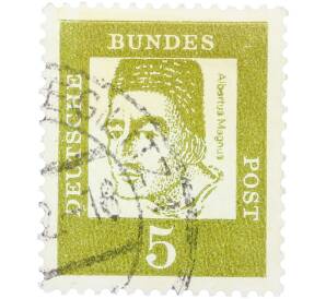 Почтовая марка 5 пфеннигов 1961 года Западная Германия (ФРГ) «Выдающиеся немцы — Альберт Великий» — Фото №1