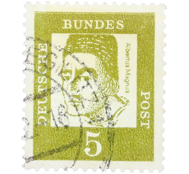 Почтовая марка 5 пфеннигов 1961 года Западная Германия (ФРГ) «Выдающиеся немцы — Альберт Великий» (Артикул: T11-36292) — Фото №1
