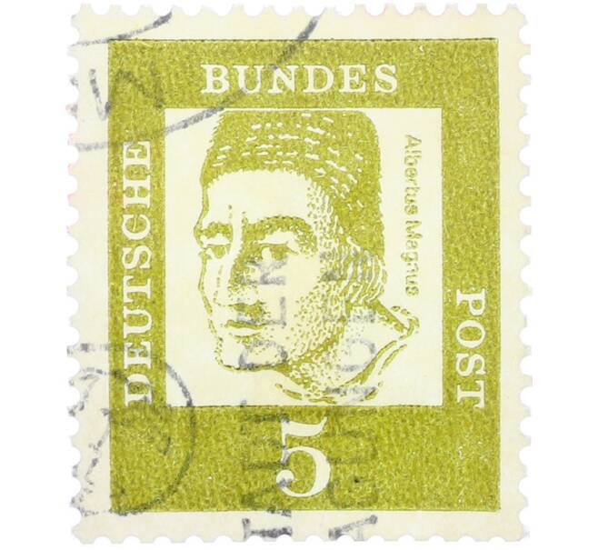 Почтовая марка 5 пфеннигов 1961 года Западная Германия (ФРГ) «Выдающиеся немцы — Альберт Великий» (Артикул: T11-36294) — Фото №1