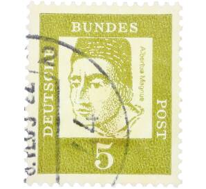 Почтовая марка 5 пфеннигов 1961 года Западная Германия (ФРГ) «Выдающиеся немцы — Альберт Великий» — Фото №1