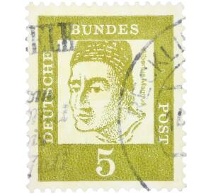 Почтовая марка 5 пфеннигов 1961 года Западная Германия (ФРГ) «Выдающиеся немцы — Альберт Великий» — Фото №1