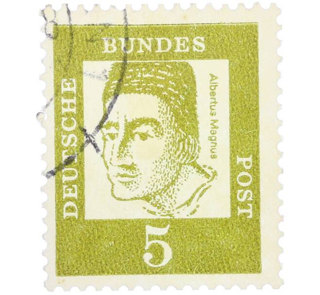 Почтовая марка 5 пфеннигов 1961 года Западная Германия (ФРГ) «Выдающиеся немцы — Альберт Великий» (Артикул: T11-36298) — Фото №1