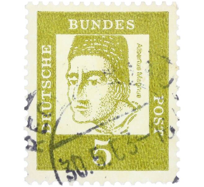 Почтовая марка 5 пфеннигов 1961 года Западная Германия (ФРГ) «Выдающиеся немцы — Альберт Великий» (Артикул: T11-36300) — Фото №1