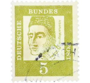 Почтовая марка 5 пфеннигов 1961 года Западная Германия (ФРГ) «Выдающиеся немцы — Альберт Великий» — Фото №1