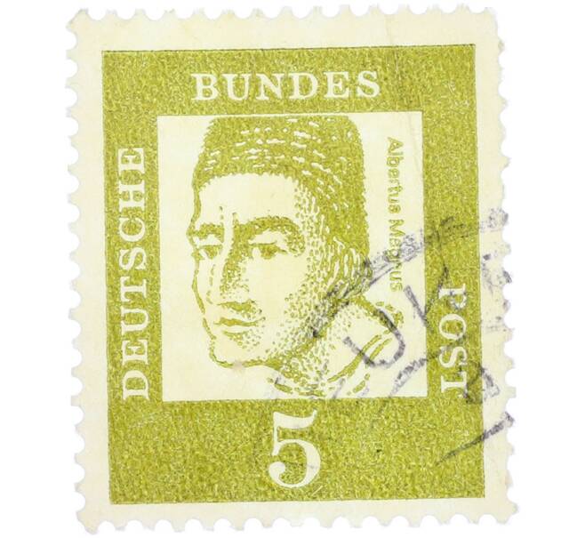 Почтовая марка 5 пфеннигов 1961 года Западная Германия (ФРГ) «Выдающиеся немцы — Альберт Великий» (Артикул: T11-36305) — Фото №1