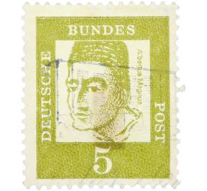 Почтовая марка 5 пфеннигов 1961 года Западная Германия (ФРГ) «Выдающиеся немцы — Альберт Великий» — Фото №1