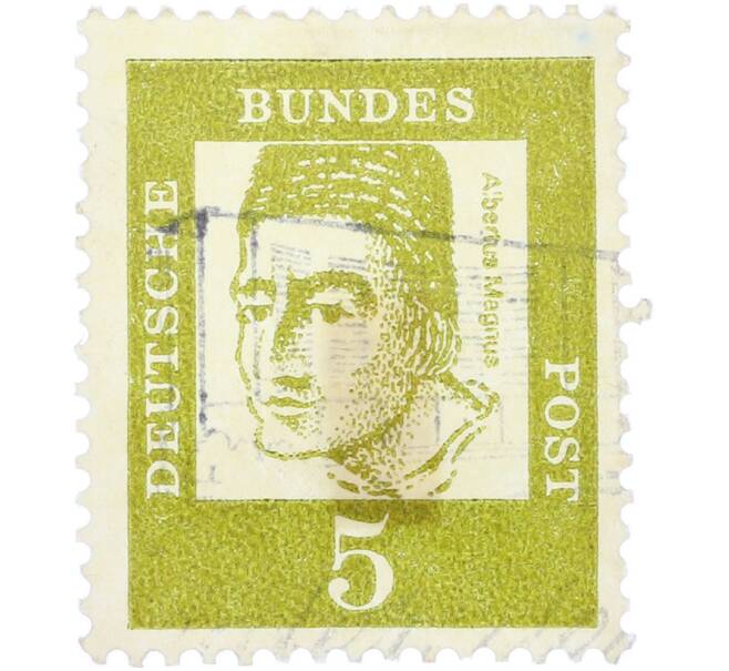 Почтовая марка 5 пфеннигов 1961 года Западная Германия (ФРГ) «Выдающиеся немцы — Альберт Великий» (Артикул: T11-36306) — Фото №1