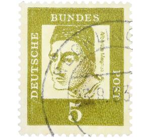 Почтовая марка 5 пфеннигов 1961 года Западная Германия (ФРГ) «Выдающиеся немцы — Альберт Великий»