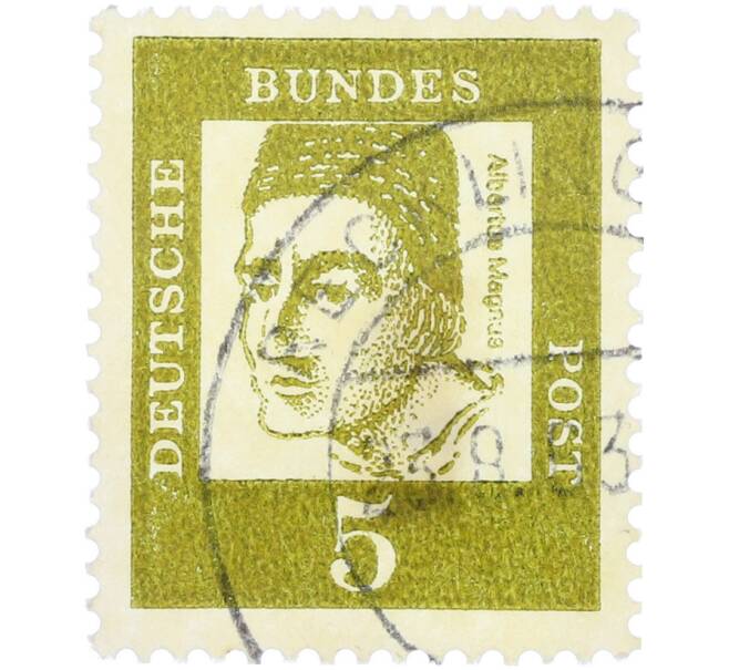 Почтовая марка 5 пфеннигов 1961 года Западная Германия (ФРГ) «Выдающиеся немцы — Альберт Великий» (Артикул: T11-36308) — Фото №1
