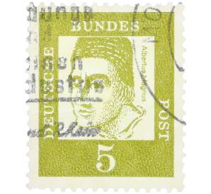 Почтовая марка 5 пфеннигов 1961 года Западная Германия (ФРГ) «Выдающиеся немцы — Альберт Великий» — Фото №1