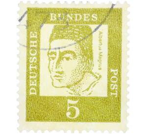 Почтовая марка 5 пфеннигов 1961 года Западная Германия (ФРГ) «Выдающиеся немцы — Альберт Великий» — Фото №1