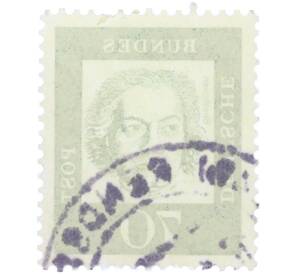 Почтовая марка 70 пфеннигов 1961 года Западная Германия (ФРГ) «Выдающиеся немцы — Людвиг ван Бетховен» — Фото №2