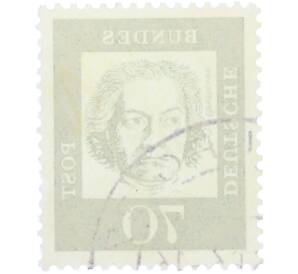 Почтовая марка 70 пфеннигов 1962 года Западная Германия (ФРГ) «Выдающиеся немцы — Людвиг ван Бетховен» — Фото №2