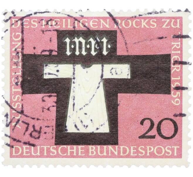 Почтовая марка 20 пфеннигов 1959 года Западная Германия (ФРГ) «Выставление на обозрение Святого одеяния Трира» (Артикул: T11-36335) — Фото №1