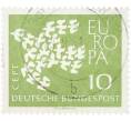 Почтовая марка 10 пфеннигов 1961 года Западная Германия (ФРГ) «Европейская конференция администраций почтовых служб и служб связи CEPT — Голуби» (Артикул: T11-36342) — Фото №1