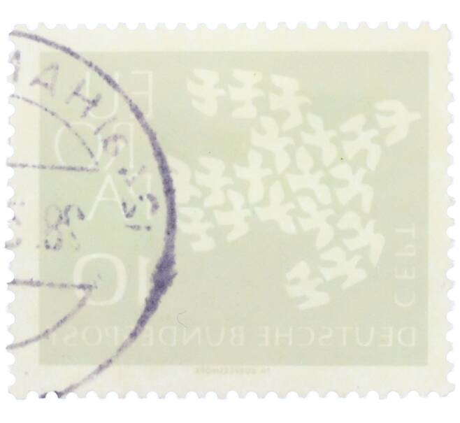 Почтовая марка 10 пфеннигов 1961 года Западная Германия (ФРГ) «Европейская конференция администраций почтовых служб и служб связи CEPT — Голуби» (Артикул: T11-36354) — Фото №2
