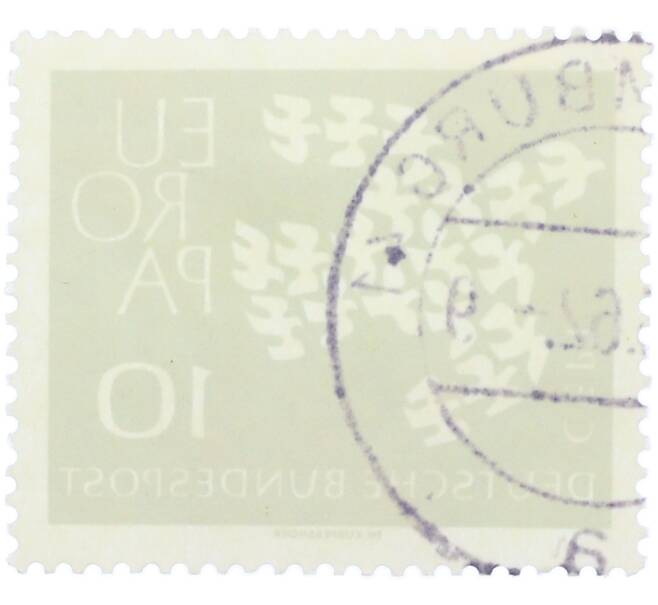 Почтовая марка 10 пфеннигов 1961 года Западная Германия (ФРГ) «Европейская конференция администраций почтовых служб и служб связи CEPT — Голуби» (Артикул: T11-36355) — Фото №2