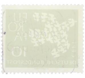 Почтовая марка 10 пфеннигов 1961 года Западная Германия (ФРГ) «Европейская конференция администраций почтовых служб и служб связи CEPT — Голуби» — Фото №2