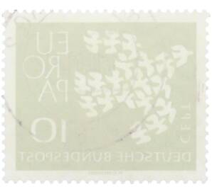 Почтовая марка 10 пфеннигов 1961 года Западная Германия (ФРГ) «Европейская конференция администраций почтовых служб и служб связи CEPT — Голуби» — Фото №2