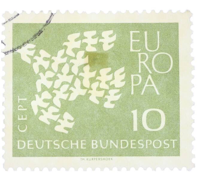 Почтовая марка 10 пфеннигов 1961 года Западная Германия (ФРГ) «Европейская конференция администраций почтовых служб и служб связи CEPT — Голуби» (Артикул: T11-36374) — Фото №1