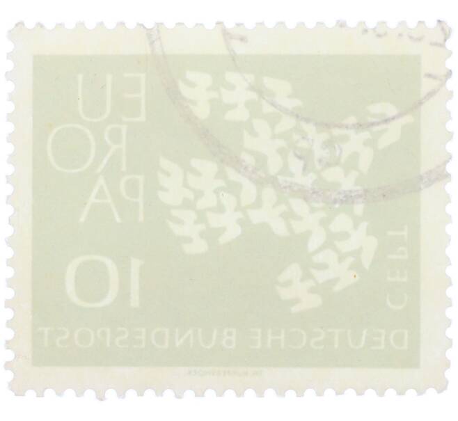 Почтовая марка 10 пфеннигов 1961 года Западная Германия (ФРГ) «Европейская конференция администраций почтовых служб и служб связи CEPT — Голуби» (Артикул: T11-36375) — Фото №2