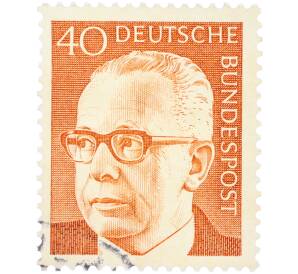 Почтовая марка 40 пфеннигов 1971 года Западная Германия (ФРГ) «Президент Густав Хайнеман» — Фото №1