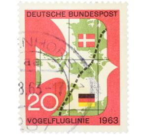 Почтовая марка 20 пфеннигов 1963 года Западная Германия (ФРГ) «Линия перелета птиц» — Фото №1