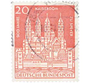 Почтовая марка 20 пфеннигов 1961 года Западная Германия (ФРГ) «900-летие Императорского собора в Шпайере» — Фото №1