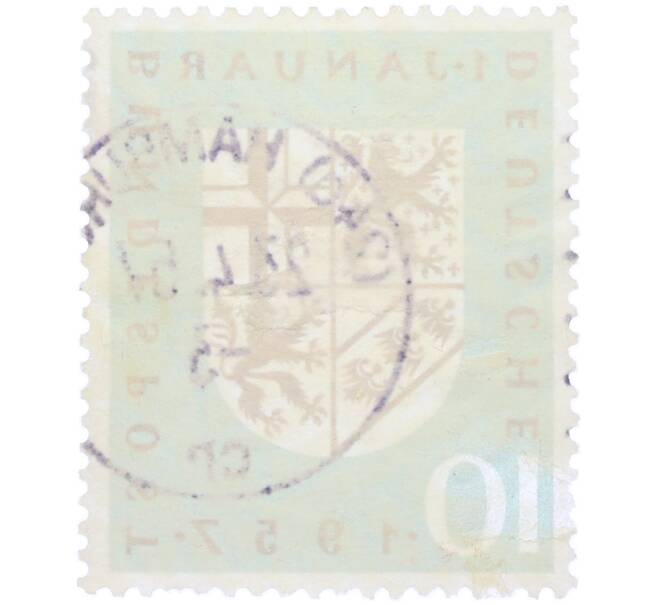 Почтовая марка 10 пфеннигов 1957 года Западная Германия (ФРГ) «Реинтеграция Саарской области в состав ФРГ» (Артикул: T11-36404) — Фото №2