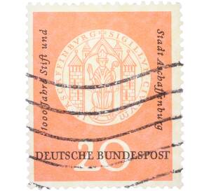 Почтовая марка 20 пфеннигов 1957 года Западная Германия (ФРГ) «Городская печать Ашаффенбурга» — Фото №1