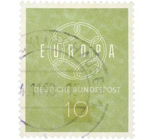 Почтовая марка 10 пфеннигов 1959 года Западная Германия (ФРГ) «Европейская конференция администраций почтовых служб и служб связи CEPT — Цепь» — Фото №1
