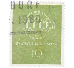 Почтовая марка 10 пфеннигов 1959 года Западная Германия (ФРГ) «Европейская конференция администраций почтовых служб и служб связи CEPT — Цепь» — Фото №1