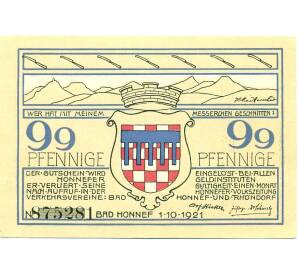 99 пфеннигов 1921 года Германия — Бад-Хоннеф (Нотгельд)