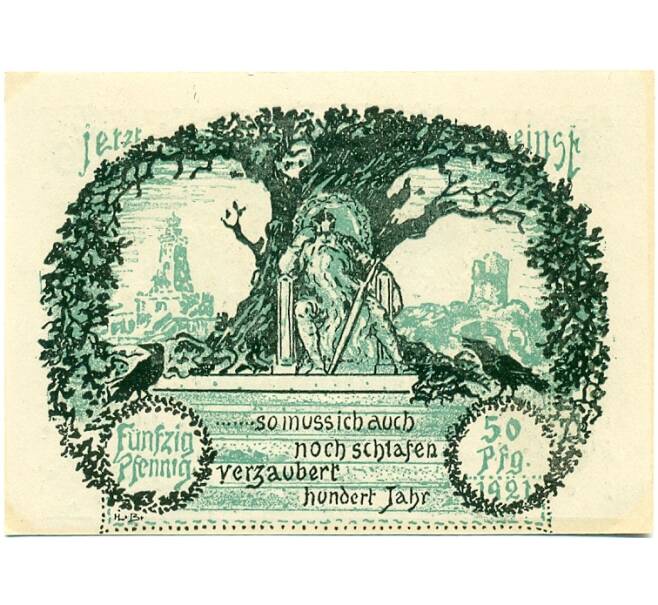 Банкнота 50 пфеннигов 1921 года Германия — Франкенхаузен (Нотгельд) (Артикул: K10-12534) — Фото №2