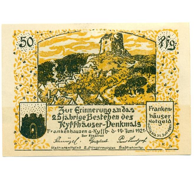 Банкнота 50 пфеннигов 1921 года Германия — Франкенхаузен (Нотгельд) (Артикул: K10-12536) — Фото №1