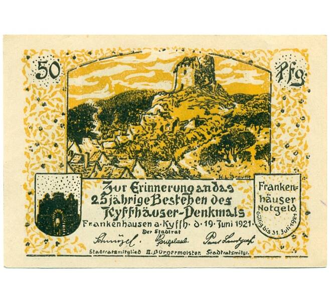 Банкнота 50 пфеннигов 1921 года Германия — Франкенхаузен (Нотгельд) (Артикул: K10-12537) — Фото №1