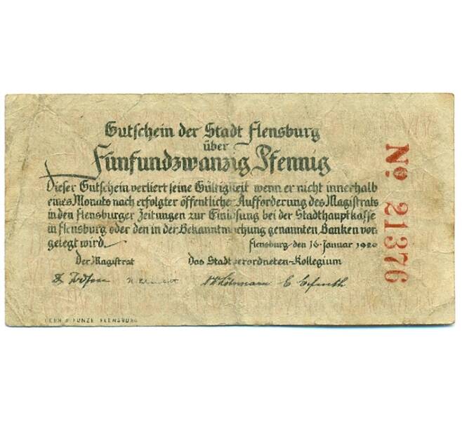 Банкнота 25 пфеннигов 1920 года Германия — Фленсбург (Нотгельд) (Артикул: K10-12539) — Фото №2