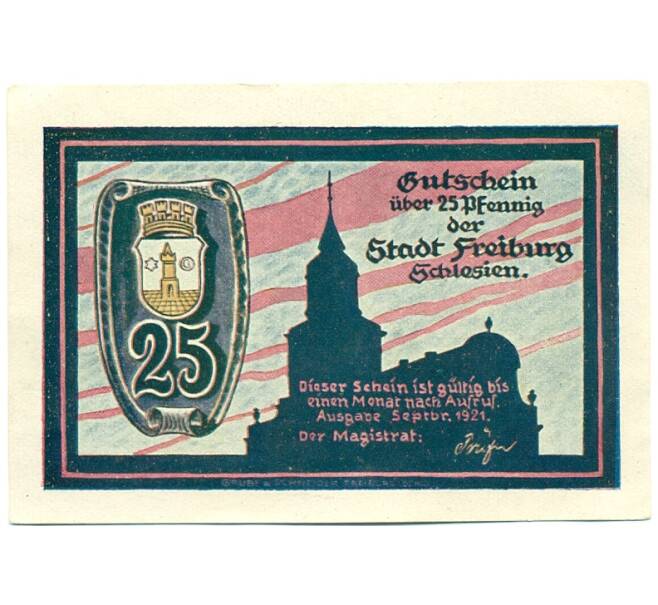 Банкнота 25 пфеннигов 1921 года Германия — Фрайбург (Нотгельд) (Артикул: K10-12542) — Фото №1