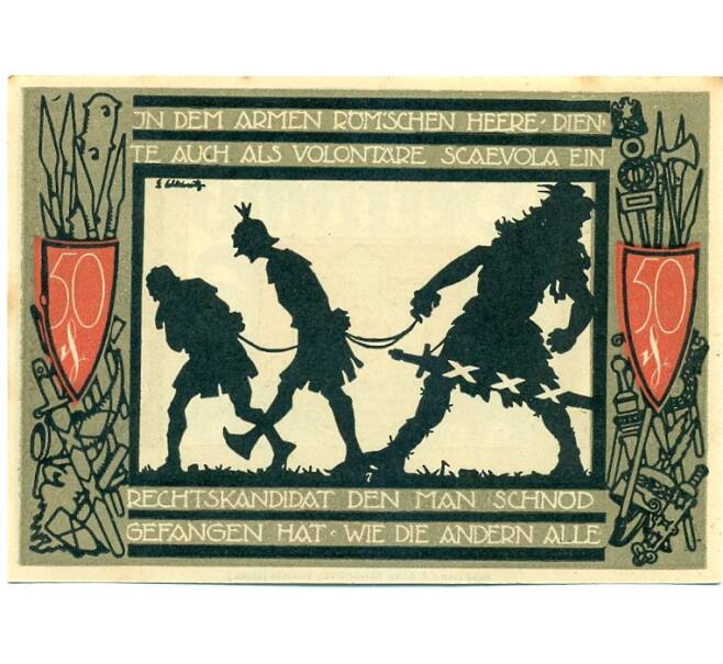 Банкнота 50 пфеннигов 1921 года Германия — Детмольд (Нотгельд) (Артикул: K10-12559) — Фото №2