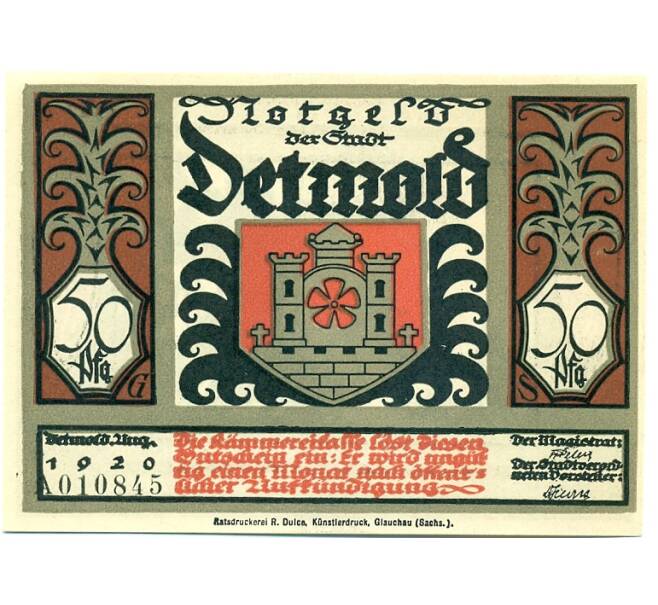Банкнота 50 пфеннигов 1921 года Германия — Детмольд (Нотгельд) (Артикул: K10-12563) — Фото №1