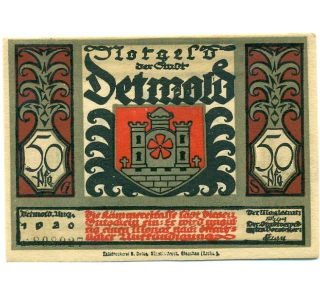 Банкнота 50 пфеннигов 1921 года Германия — Детмольд (Нотгельд) (Артикул: K10-12570) — Фото №1