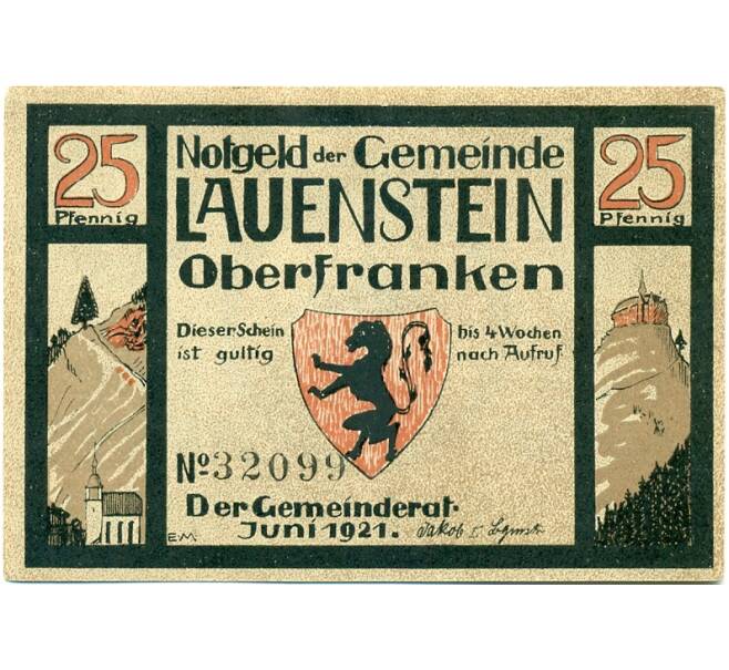 Банкнота 25 пфеннигов 1921 года Германия — Лауэнштайн (Нотгельд) (Артикул: K10-12576) — Фото №2