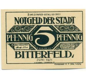 5 пфеннигов 1921 года Германия — Биттерфельд (Нотгельд) — Фото №1
