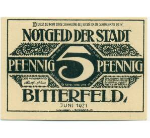 5 пфеннигов 1921 года Германия — Биттерфельд (Нотгельд) — Фото №1