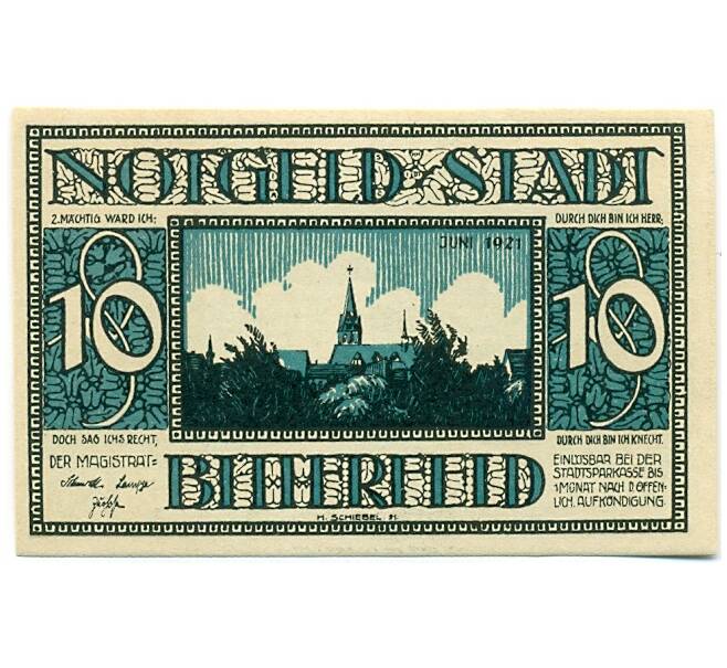 Банкнота 10 пфеннигов 1921 года Германия — Биттерфельд (Нотгельд) (Артикул: K10-12597) — Фото №1