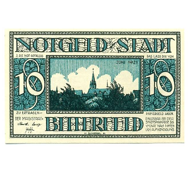 Банкнота 10 пфеннигов 1921 года Германия — Биттерфельд (Нотгельд) (Артикул: K10-12599) — Фото №1