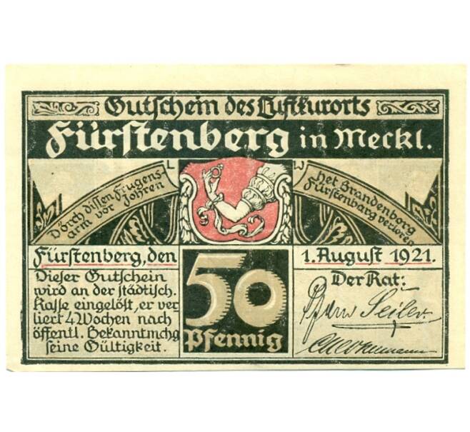 Банкнота 50 пфеннигов 1921 года Германия — Фюрстенберг (Нотгельд) (Артикул: K10-12606) — Фото №1